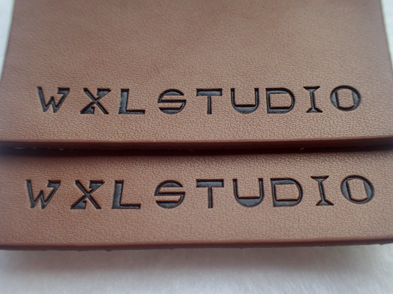 Personalized Logo Garment Leather Patch Embossed Black Logo Leather Label