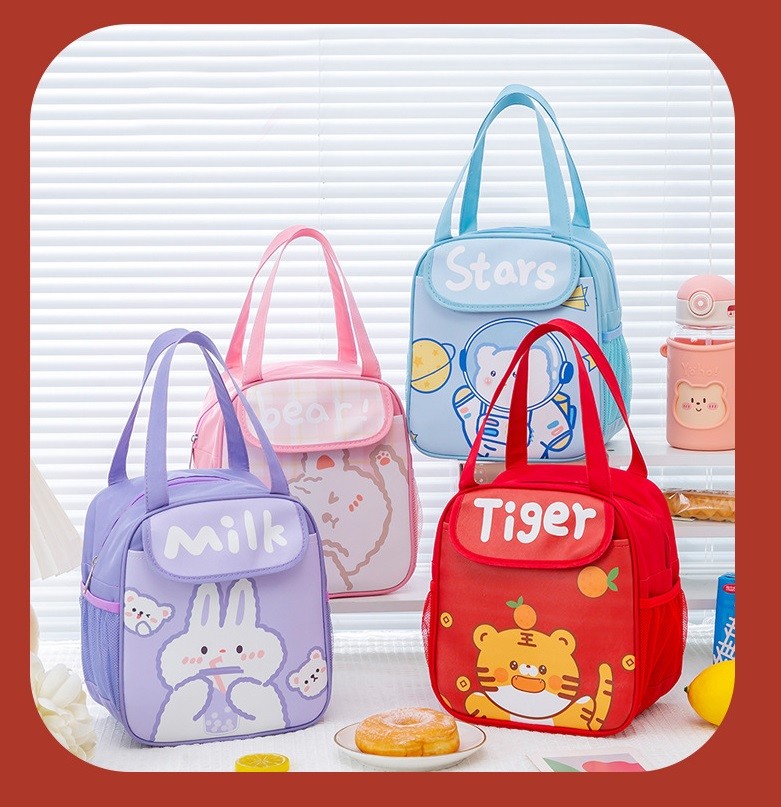 Kids Oxford Fabric Insulated Cooler Bag Waterproof Thermal Lunch Bag For Food Delivery