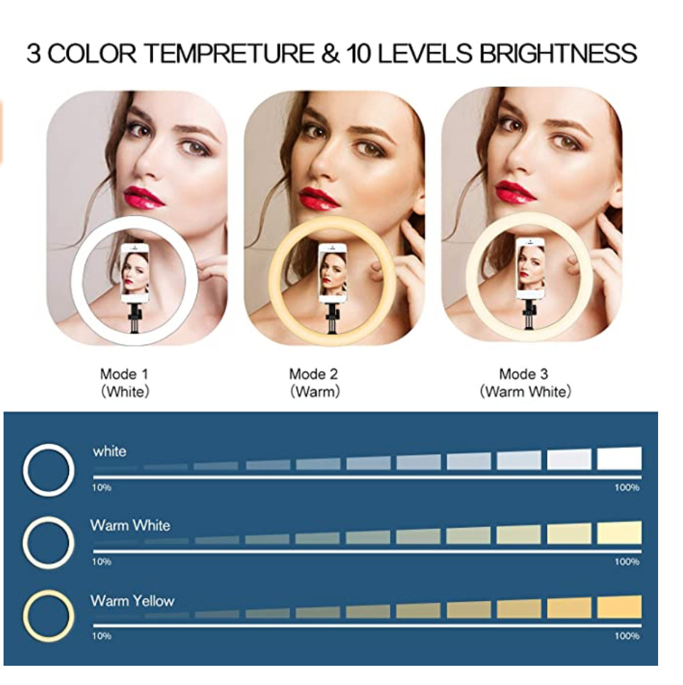 3 Light Modes Remote Control 24W 6000K Tiktok Ring Lights