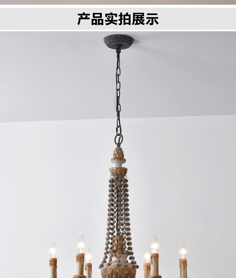Wood chandeliers lighting french bedroom suspended lights(WH-CI-118)
