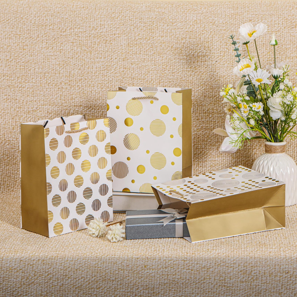 Custom Color Accepted Gold Foil Logo Gift Craft Shopping Paper Hand Bag With Handle