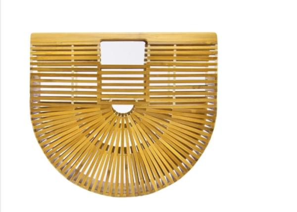 Ins Popular Women Charcoal Rattan Bamboo Clutch Bag , Open Closure Bamboo