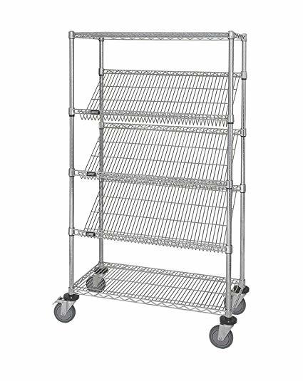 OEM Commercial Wire Shelving , 5 Layer Steel Slanted Shelving Unit For Company