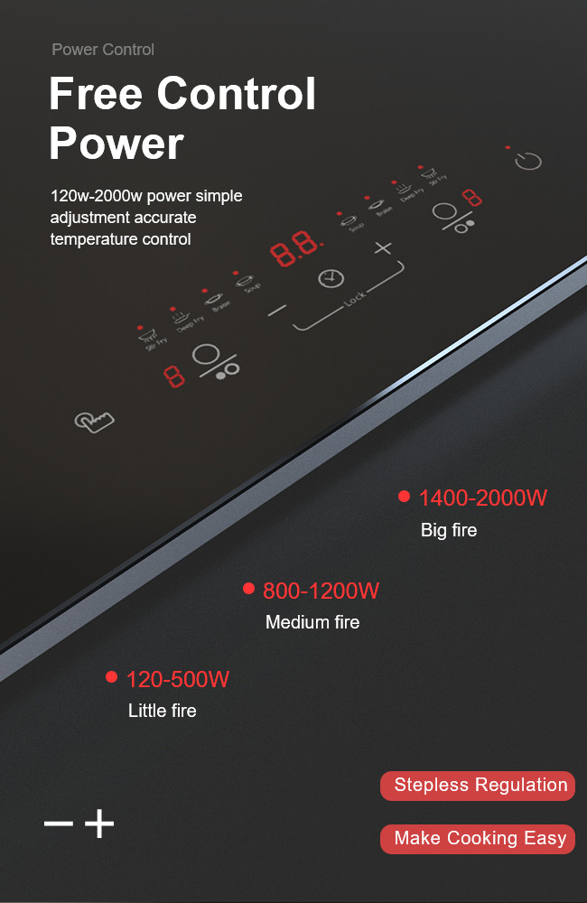 Built In Electric Induction Hobs Touch Control 2800W With 2 Zone
