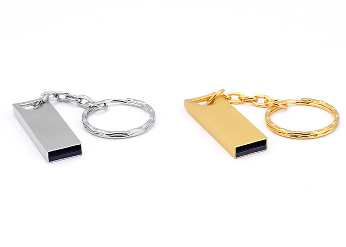 Gold Metal Usb Stick , Metallic Memory Stick Storage Device With Key Ring