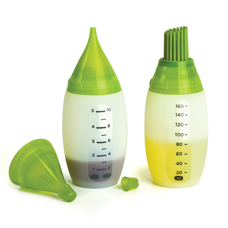 Food Grade Silicone Small Kitchen Tools BBQ Basting Bottle With Brush 2Pcs