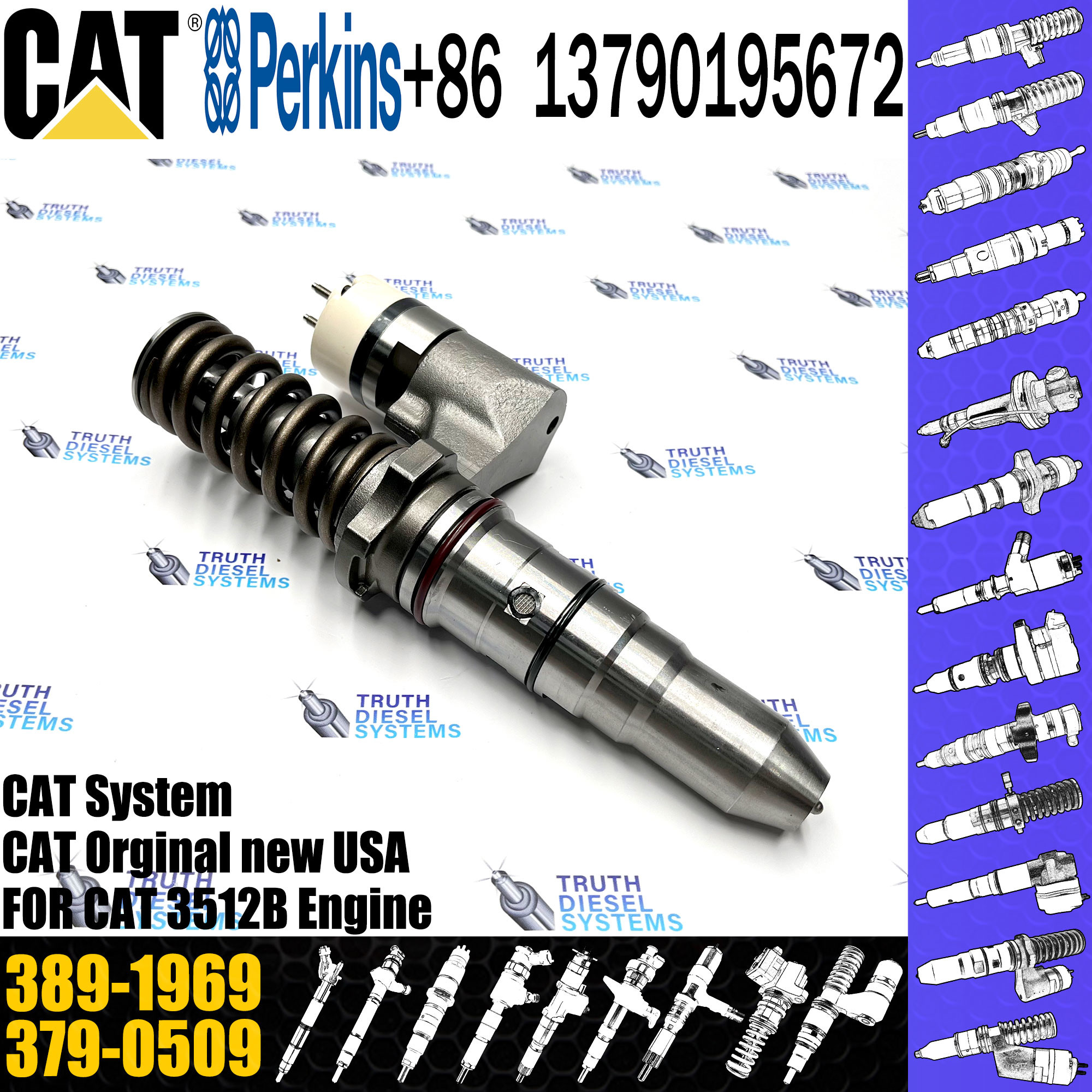 Diesel Fuel Injector 250-1302 389-1969 10R-1303 386-1754 10R-3255 386-1758 392-0208 386-1760 20R-127 For 3512B Excavator