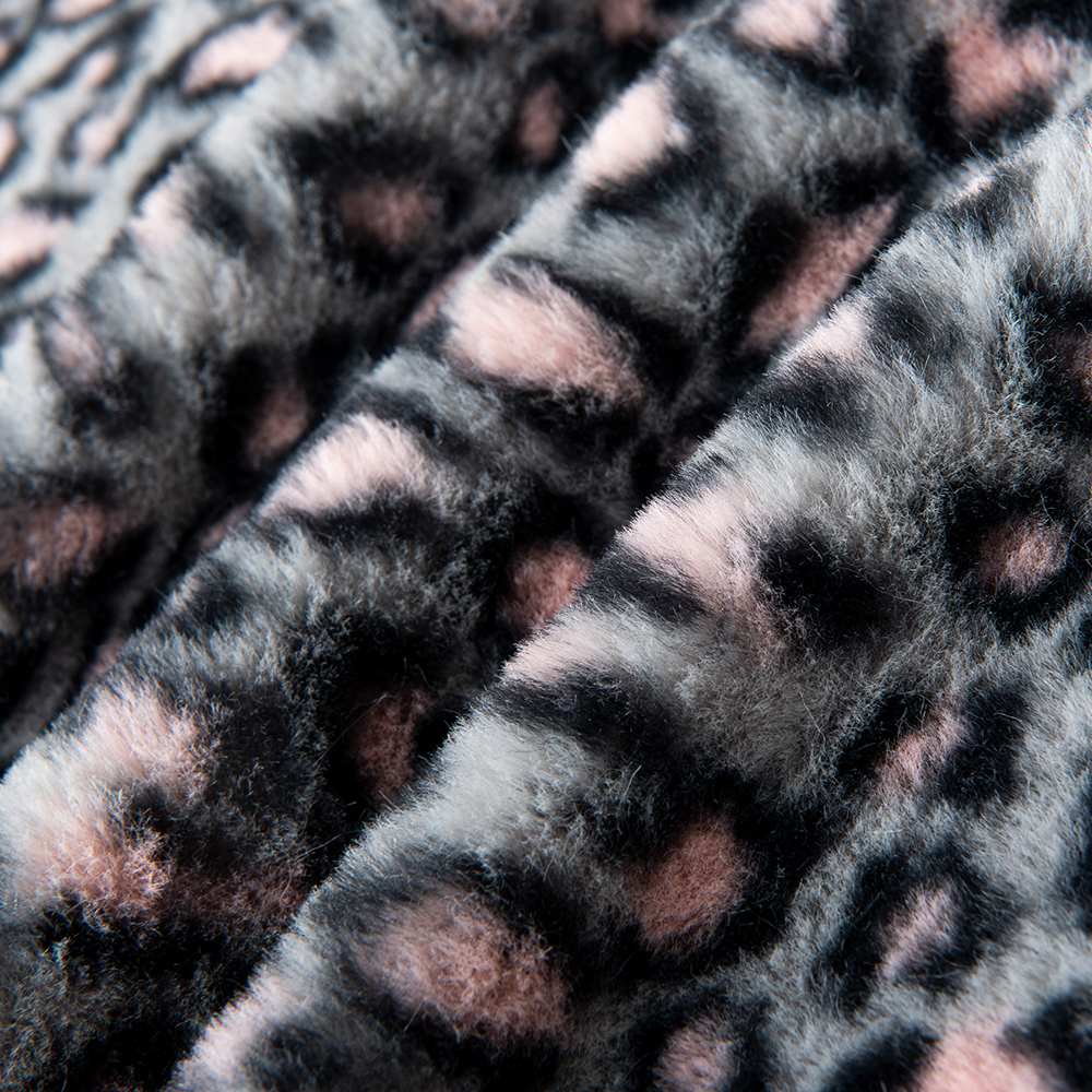 100% Polyester Super Soft Leopard Print Rabbit Fur Faux Fur Fabric for Garment Making