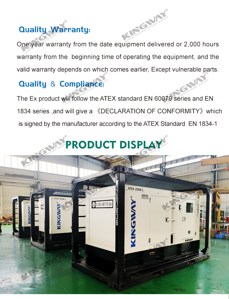 Supply 100kva 80kw 400v 50hz 3 phase 4 wire explosion proof ATEX diesel generator