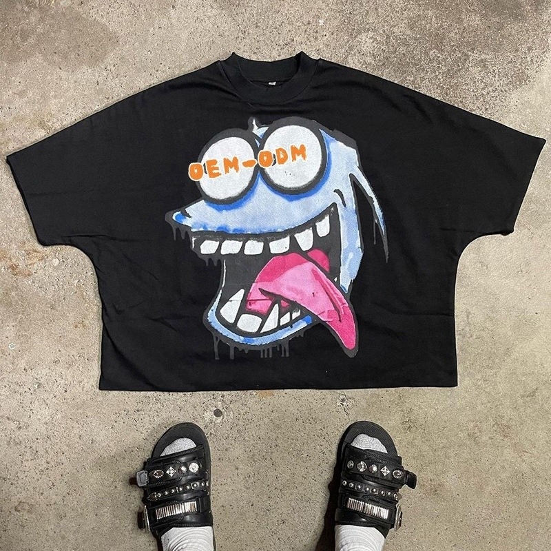 Oversized 100-300Gsm Boxy Fit Heavyweight T Shirt Drop Shoulder Vintage Cropped T-Shirt Men