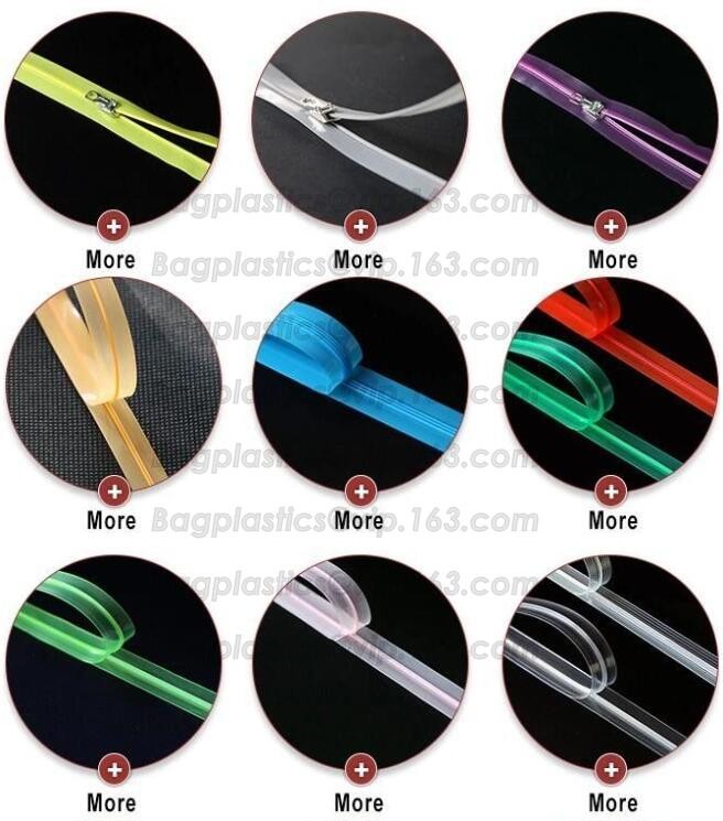 PP/PE Colorful Flange zipper with slider for document pouch, colorful press-lock zipper for pet dog food bag, EVA zipper