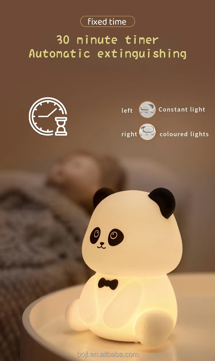 Cute Animal USB Rechargeable Baby Lamps Silicone Panda LED Night Light for Kids Night Lights