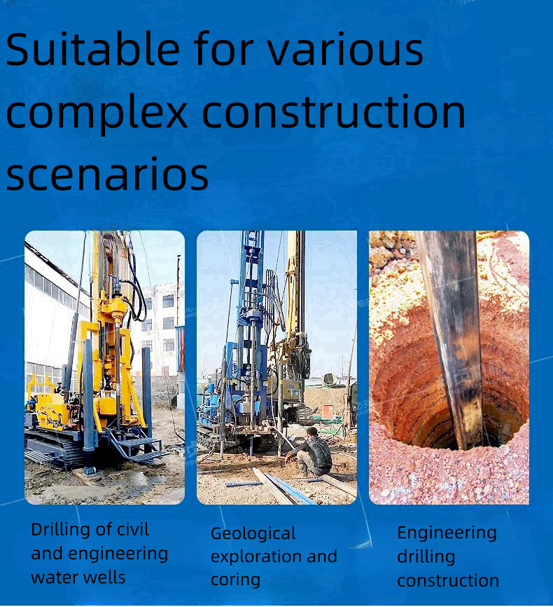 260meter Depth Diesel Portable Water Well Drill Rig Machine Hard Rock Drilling Rig for Deep Wells