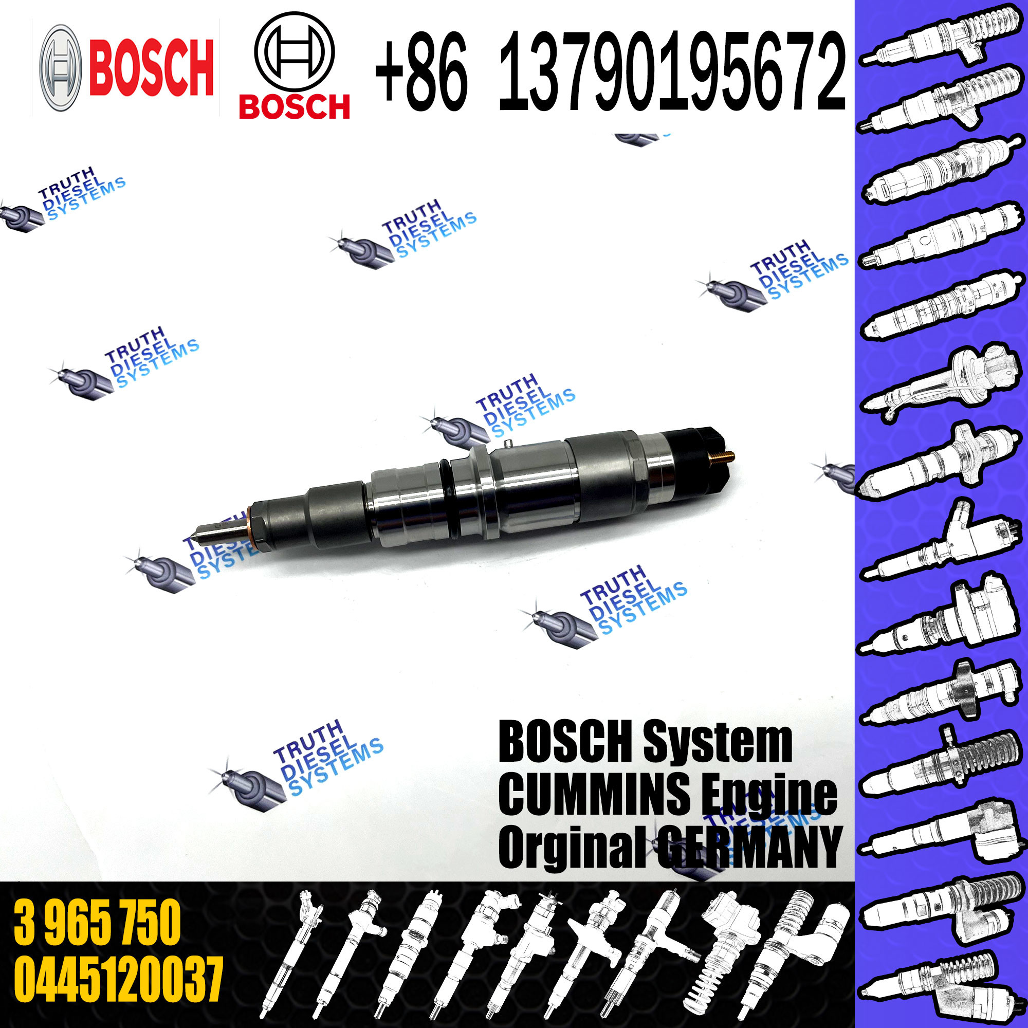 Diesel Engine Parts Common Rail Fuel Injector 5263306 3965750 4940171 0445120037 For Cummins 6CT 8.3L