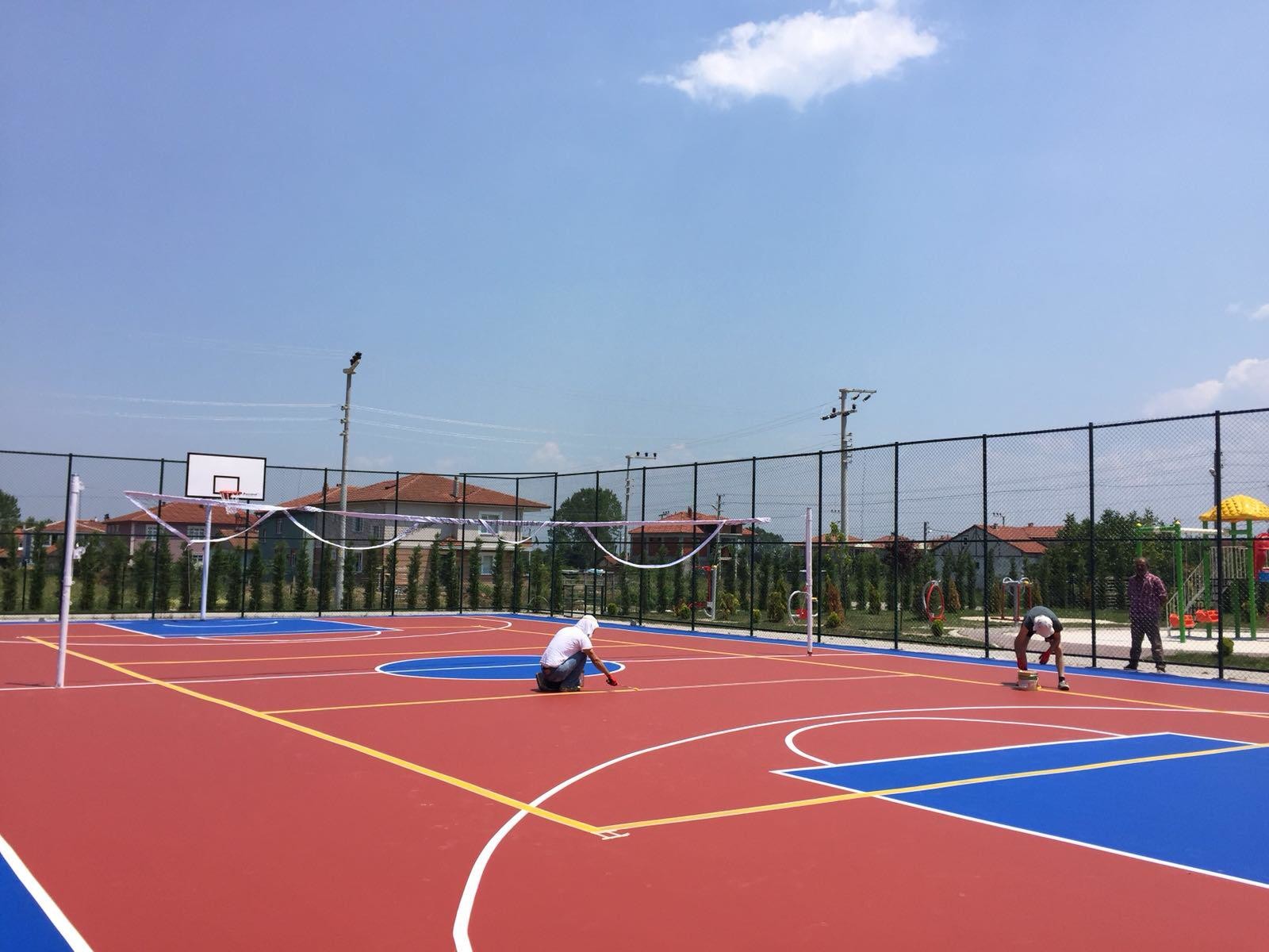 Class 1 Fire Resistance PU Sport Flooring With Polyurethane Resin