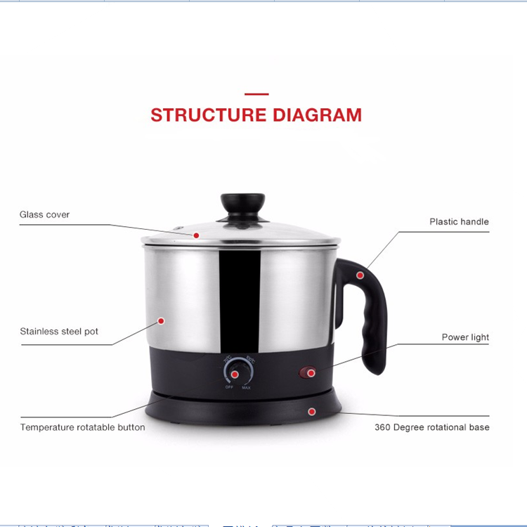 Glass Lid Multifunction Electric Pot Seamless Welding Waterproof High Strength
