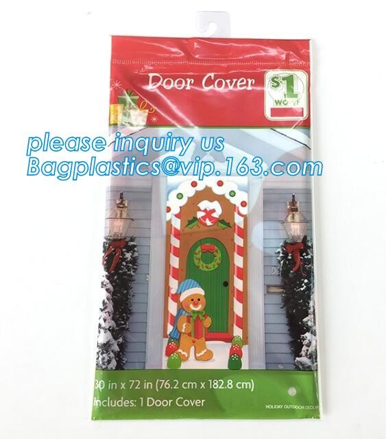 Promotional custom printing plastic door cover PE christmas door/window/wall covers door poster,indoor & outdoor door po