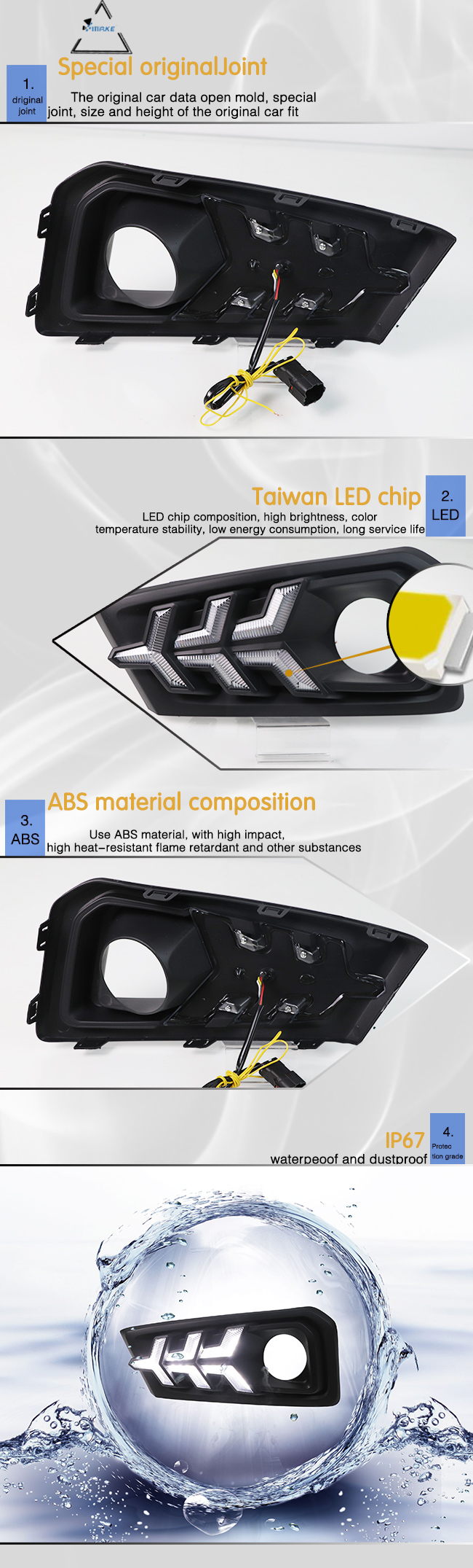 Smrke High Quality LED fog lamp For Honda AMAZE 2018 2019 led car drl daytime light