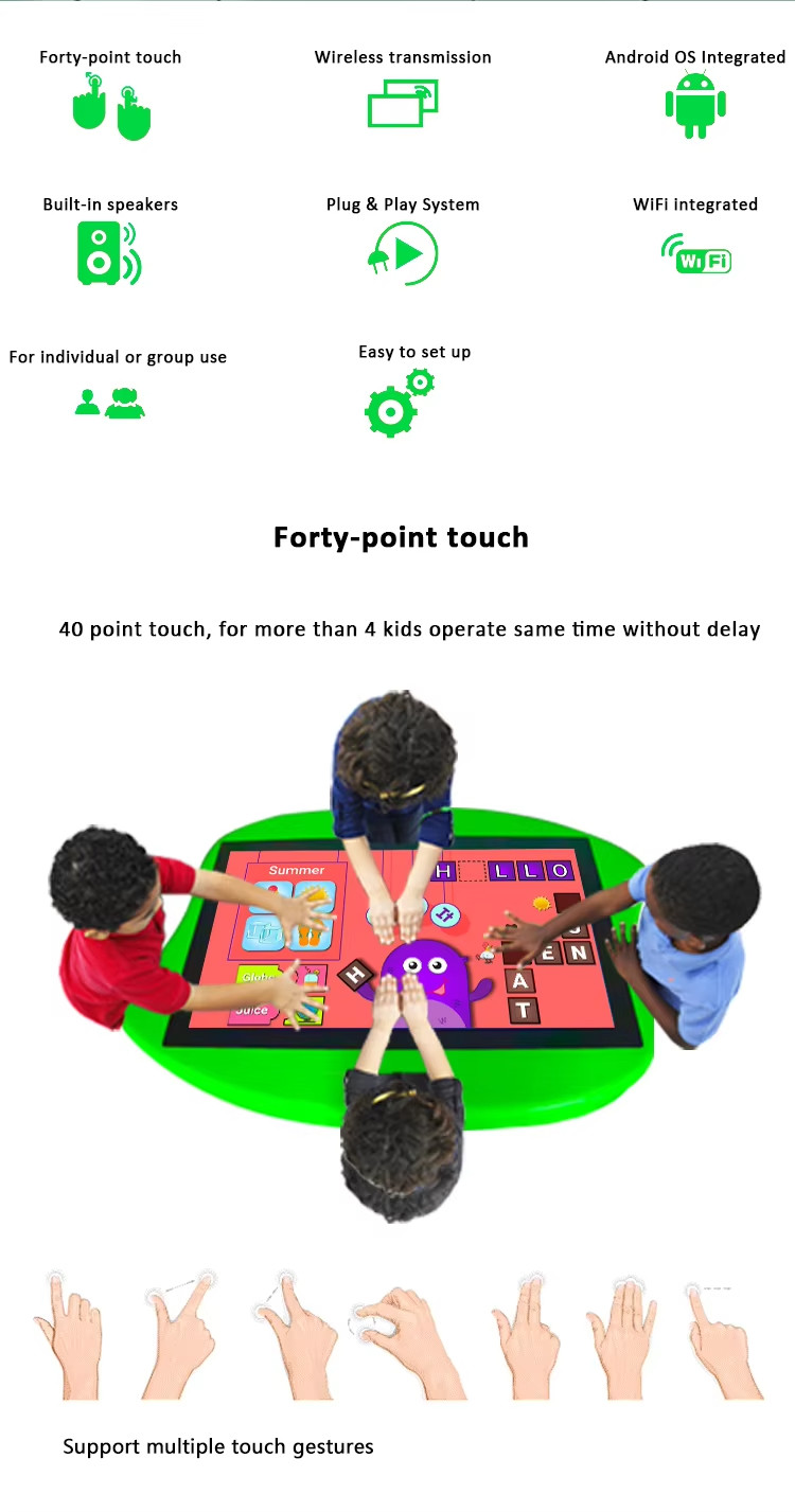 Android Operating System 32inch Touch Screen Table for Kids Interactive Games in Black