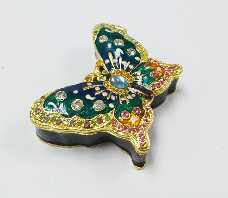 Design Cute Love Butterfly Round Metal Small Jewelry Boxes