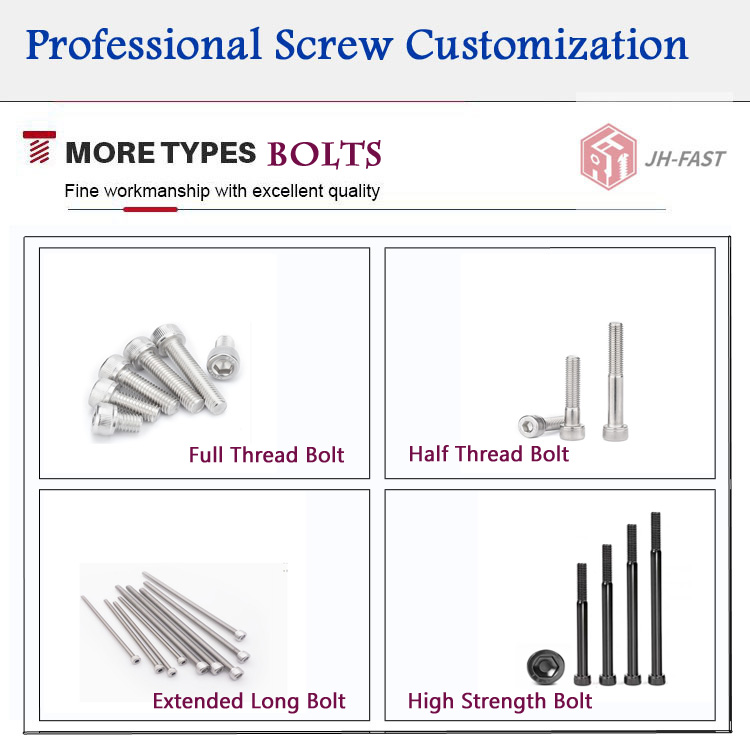 Metric Carbon Steel Half Thread Fillister Hex Socket Head Cap Screw 100mm 200mm Custom