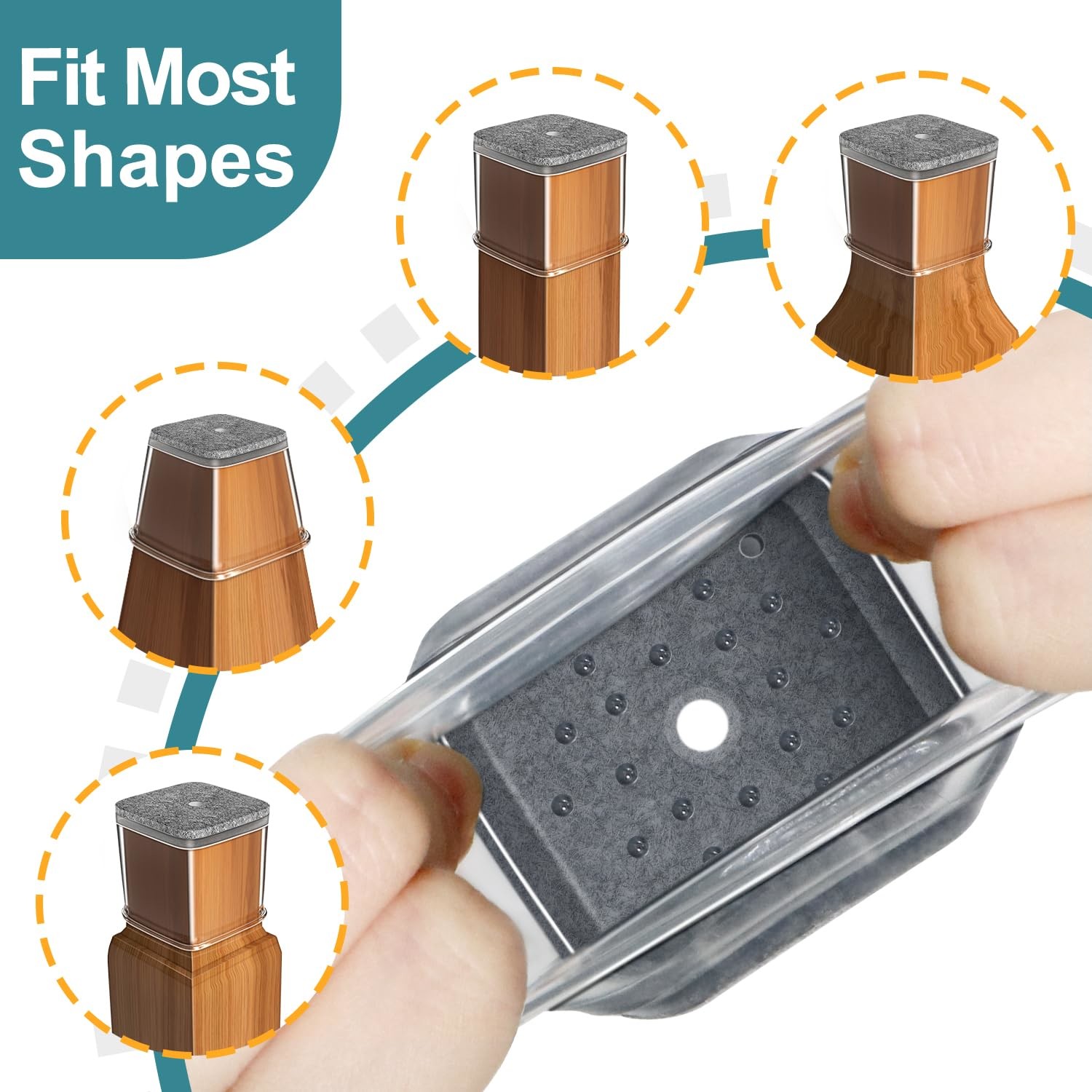 Silicone Chair Leg Floor Protectors Silicone Felt Furniture Leg Pads Caps Covers For Hardwood Floors Fit : 1.3'' - 2''