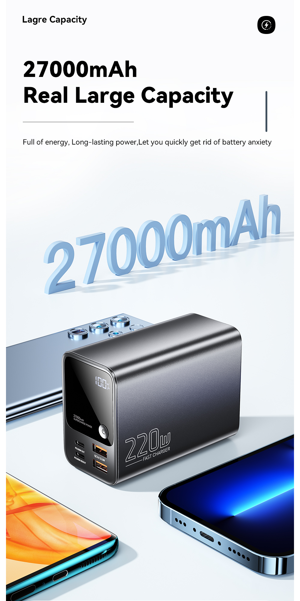ESSAGER F3002 Series Large Capacity Power Bank 27000mah For Phone