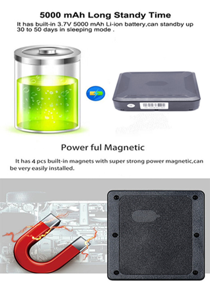 5000mAH Battery Strong Magnetic 4G GPS Tracker Rechargable Tracker Vehicle Real Time Positioning GPS Tracker 4G