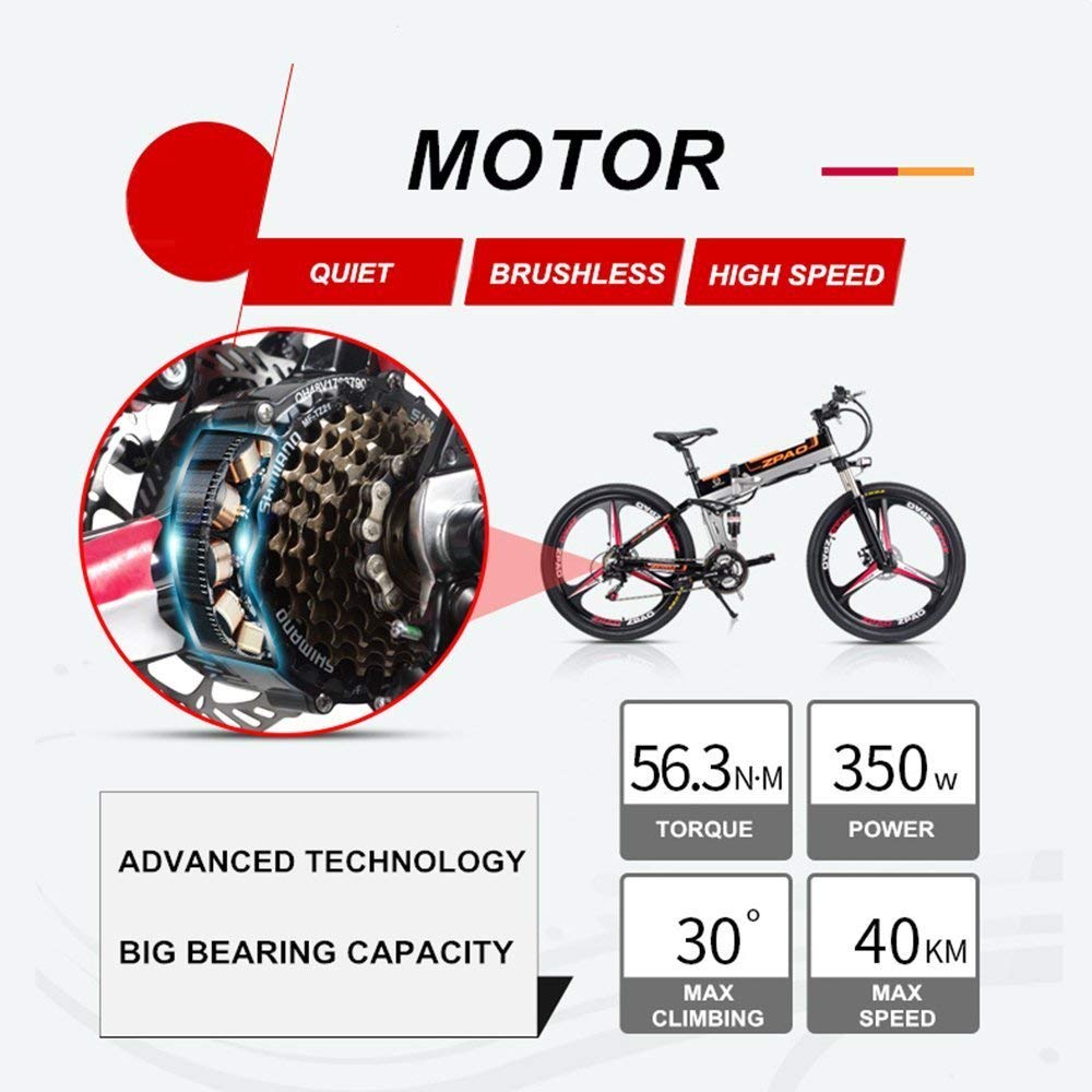 48V 26 inch Electric Folding Bike With 3 Knife And Shimano 21 Speed Derailleur