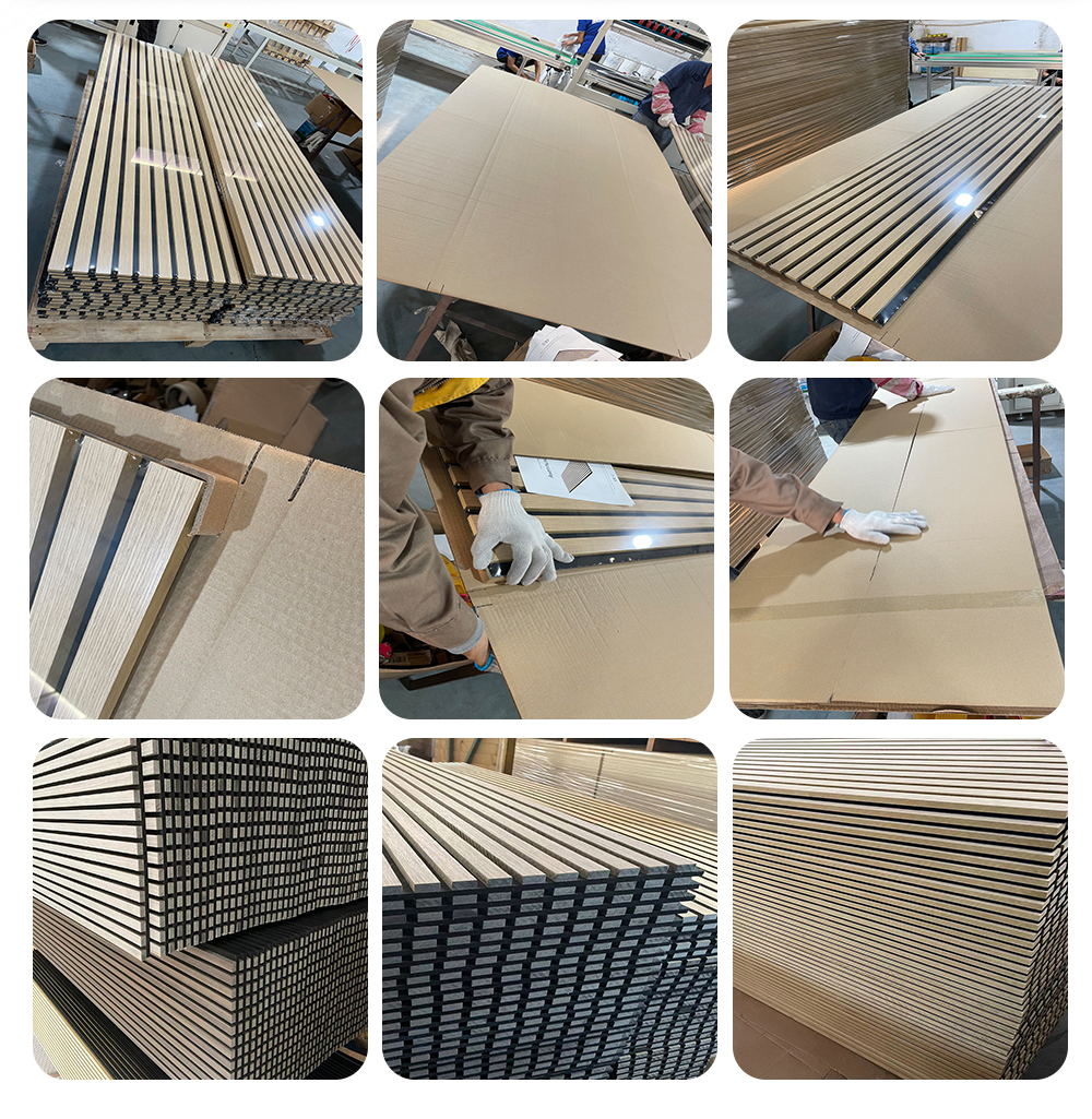 Customized Edge to Edge 13mm Oak Veneer Wood Acoustic Insulation for Soundproofing