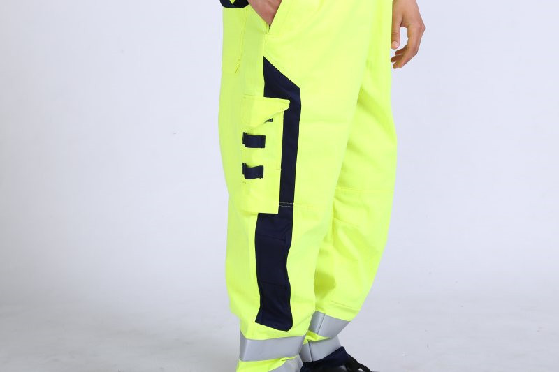 290gsm light weight arc protection Fire proof Bib Trousers , EN20471 HIVIS Flame Resistant Bib Pants