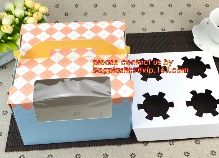 Wholesale custom Paper Cookies packing Cake Box with PVC window,Wholesale Plastic Square Birthday Wedding Packaging Clea