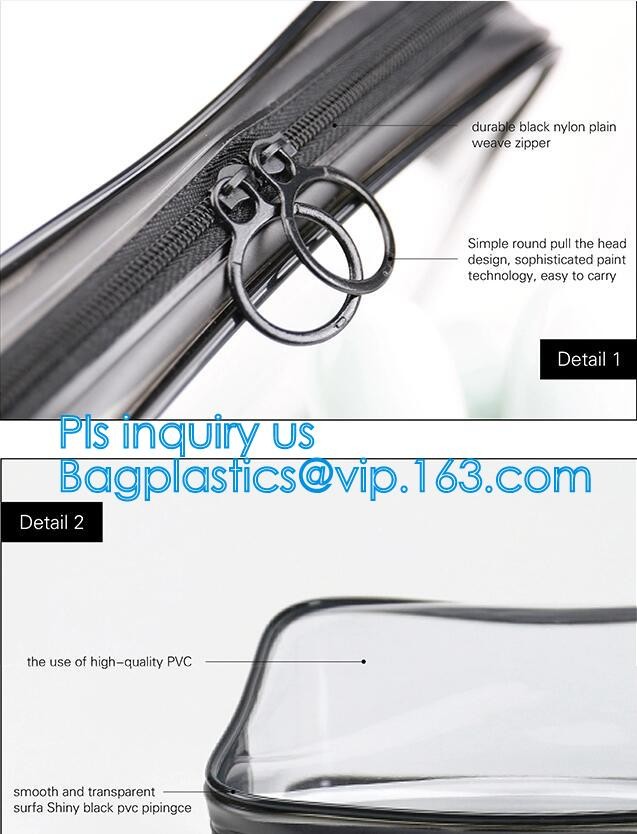 Popular Iridescent Clear PVC Makeup Bag, custom logo printing clear pvc makeup Bag, portable cosmetics makeup bag, handl