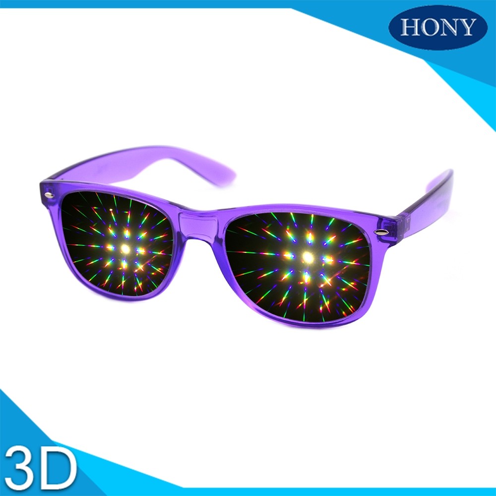  Style 3D Prism Rave Hard Plastic Diffraction Glasses, Fireworks Glasses,13500 Light Gratings Rainbow Glasses