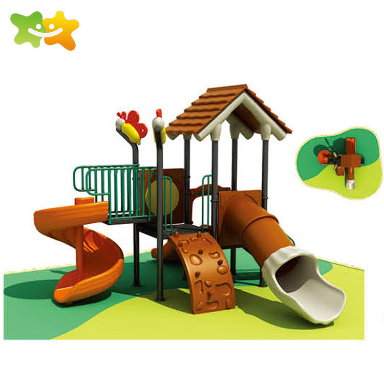 Outside Backyard Children Plastic Playground Slide With 114mm Galvanized Pipe