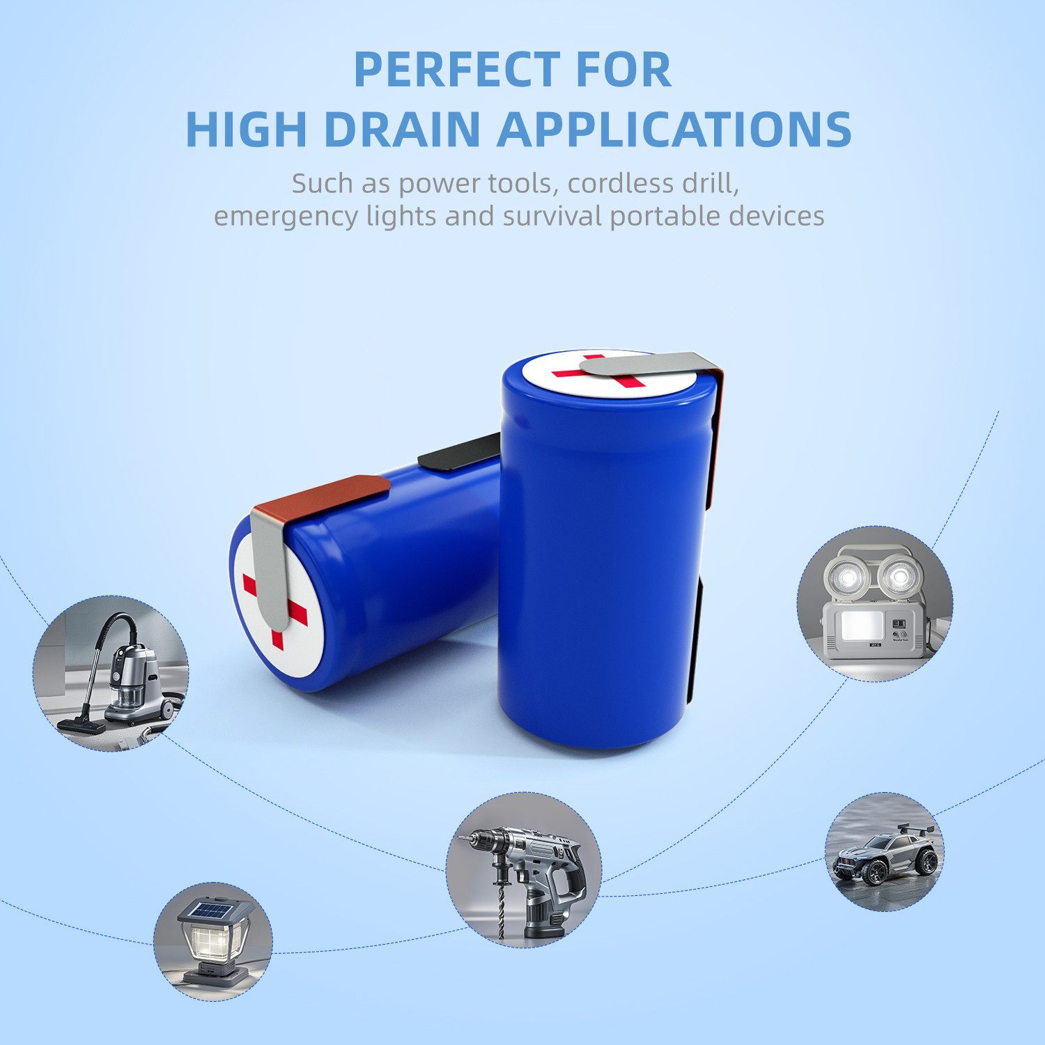 Ni-MH SC 1.2V 3000mAh 3800mAh Rechargeable Nimh Battery For Flashlight