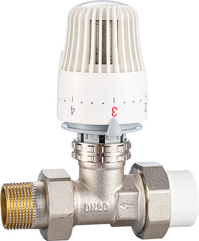 4607 Brass TRV Thermostatic Supply Valve Straight Type DN20 Nickel Plated with PP-R Adapter x Flexible Male Nipple