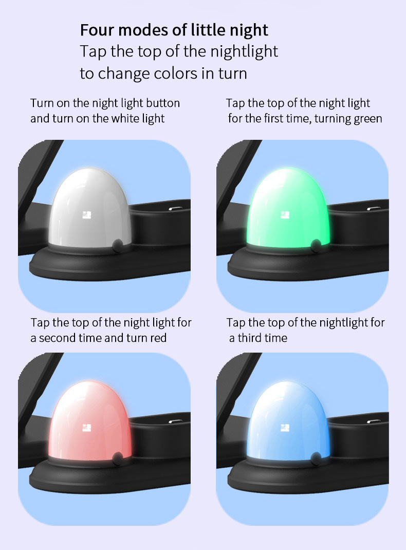 Desktop 4 In 1 15W Multi Function Wireless Charger Night Light Station