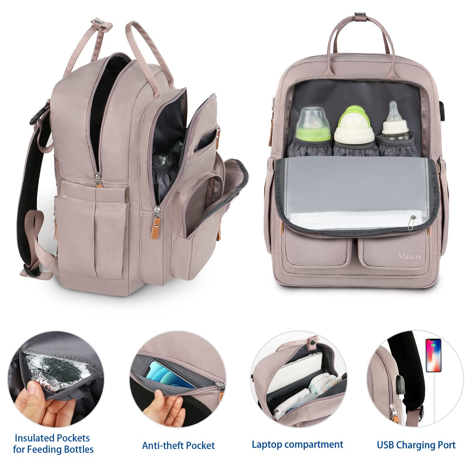 Lager Capacity Shockproof Protective Storage Mommy Diaper Bag Waterproof