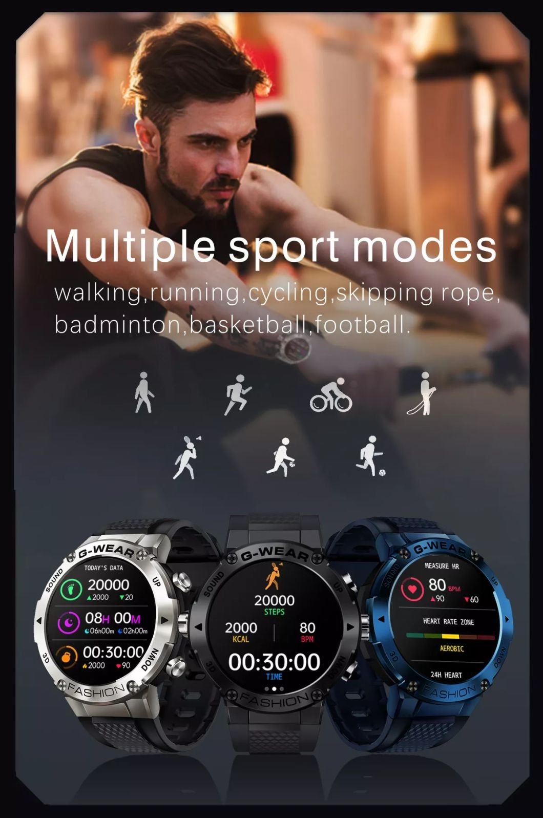 Mutiple Functon Heart Rate Blood Pressure Blood Oxgen Tracking for Men Women K28 Sports Smartwatch