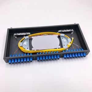 China 1U Rack Mount Patch Panel Fiber Optic 19 24 Core SC LC With Splice Trays on sale