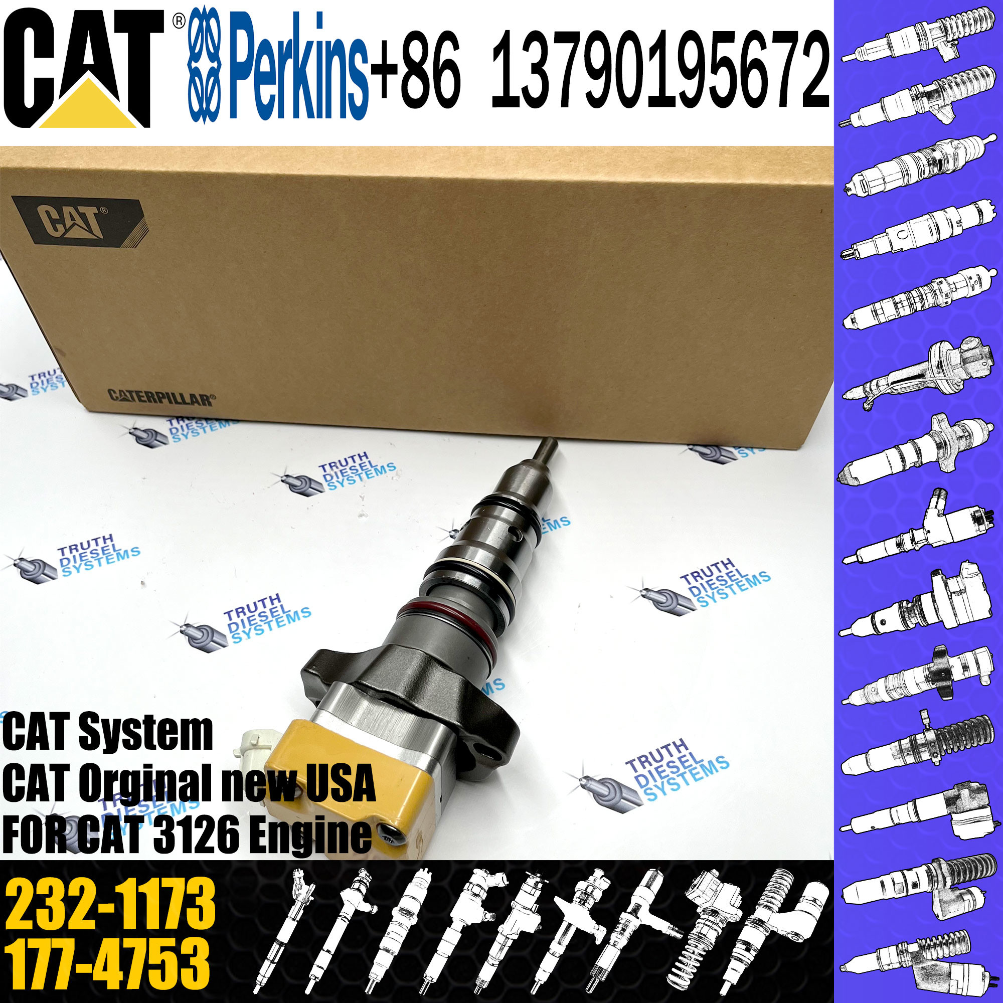 C-A-T common rail injector 232-1173 177-4753 179-6020 138-8756 1OR-0781 222-5963 for 3126 diesel engine assembly