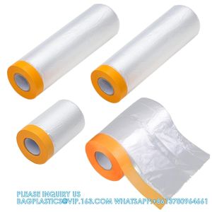  Tape And Drape,Pre-Taped Masking Film, Masking Paper,Paint Adhesive Protective Paper Roll For Covering Skirting Manufactures