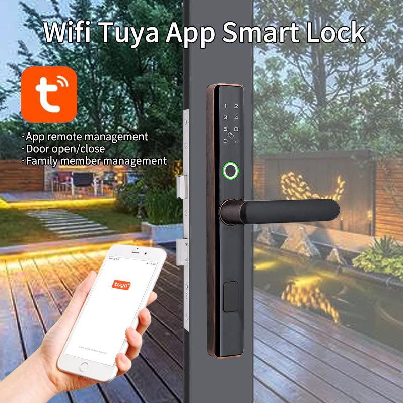 Zinc Alloy Tuya Magnetic Door Lock With Card Reader Fingerprint Sensor