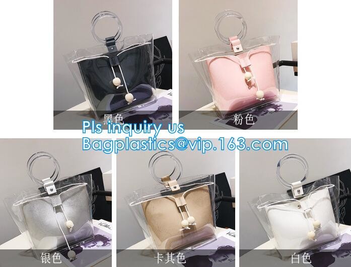 reusable eco friendly tote transparent pvc shopping bag, shopping cluth PVC beach bag with zipper, eco-freindly Promotio