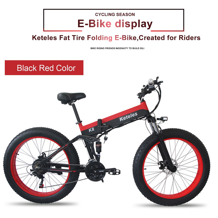 48V Fat Tire Folding Electric Bike , 30-50km/H Folding Electric Fat Bike