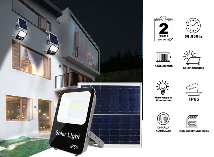 Warehouse Sport Ground Portable Outdoor 100w solar flood light with Sensor