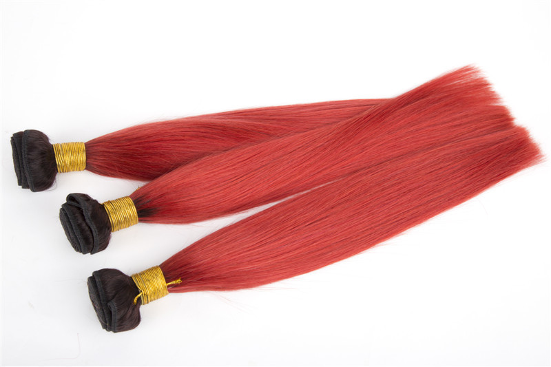 Whotalesale Two Tones Red Color top grade brazilian human hair sew in weave in stock