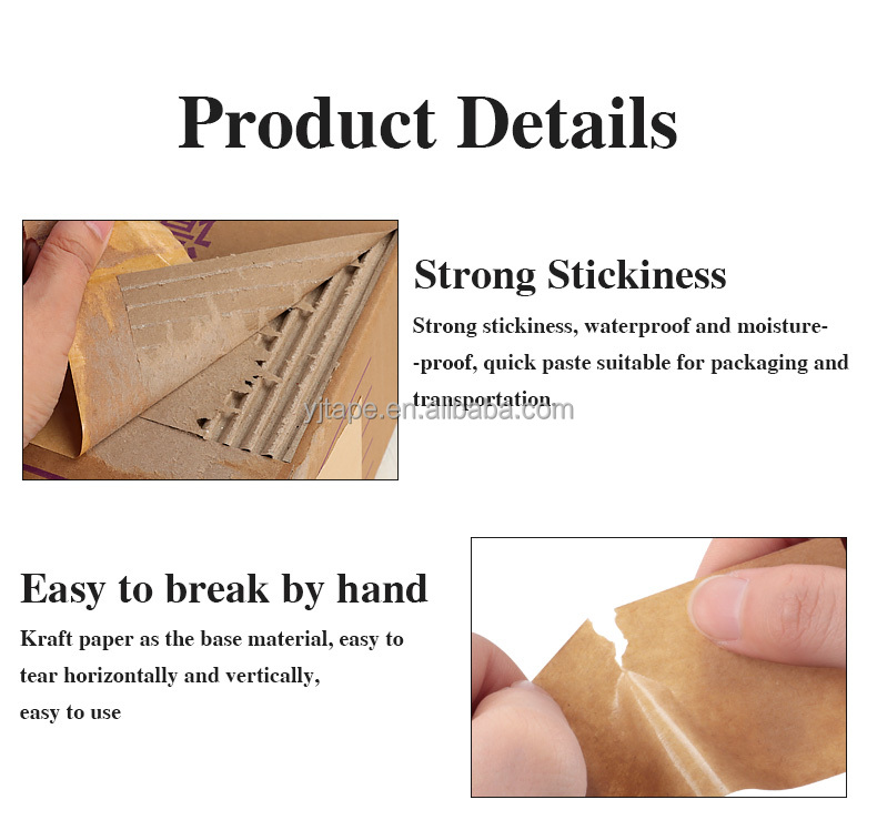 Pressure Sensitive Self Adhesive Carton Packing Brown Paper Tape Single Sided