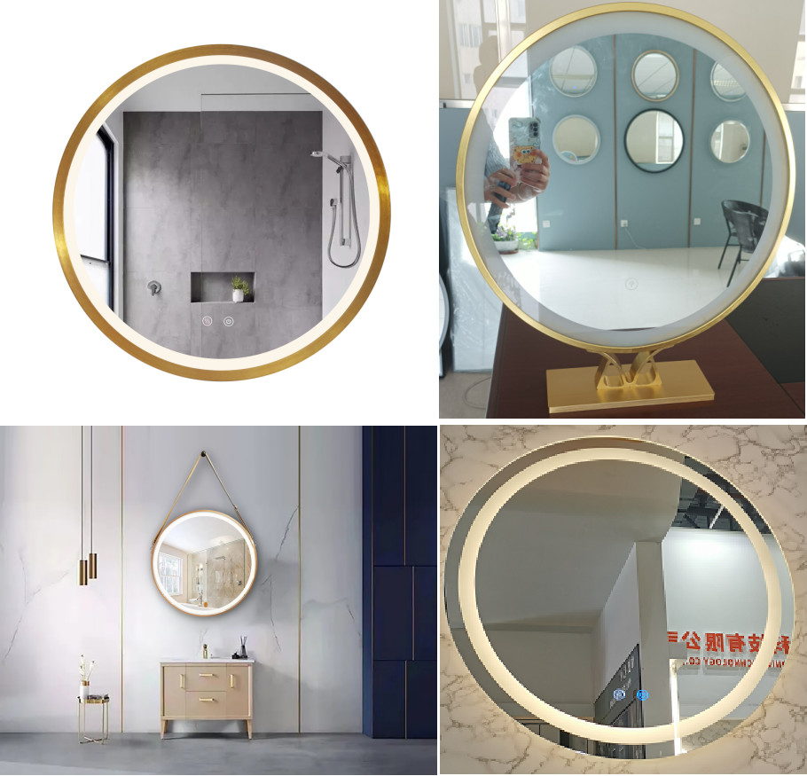 Square LED Bathroom Mirror Light Time Temperature Function